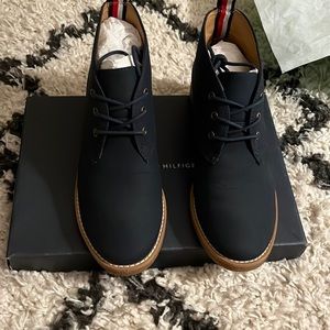 Dark navy blue suede shoes